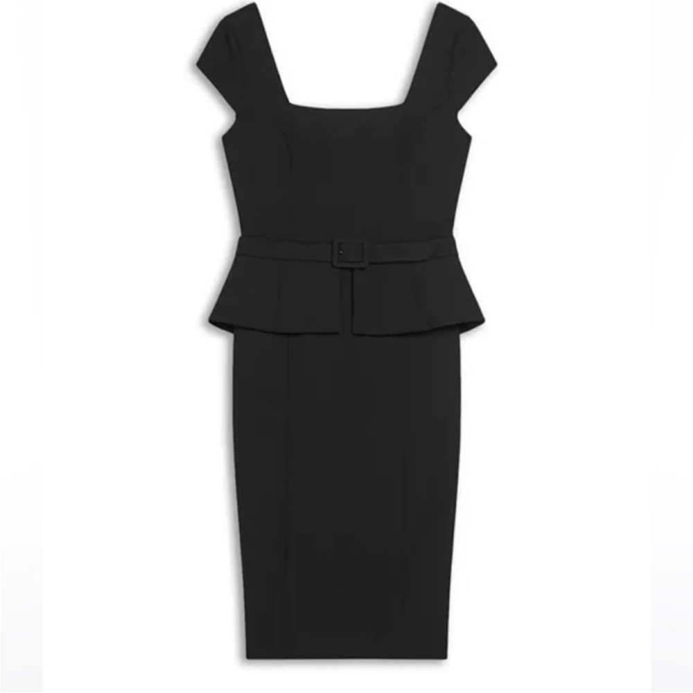 Ted baker fleuurr belted square neck midi shift little black dress, NWT size 3 - Picture 10 of 13
